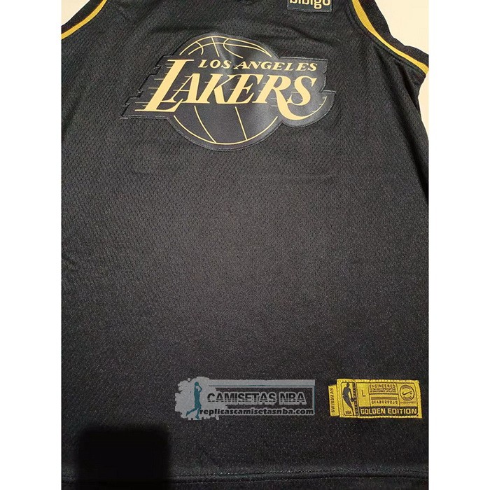 Camiseta Nino Golden Edition Los Angeles Lakers Kobe Bryant NO 24 Negro